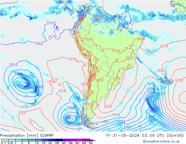 Niederschlag ECMWF Fr 31.05.2024 06 UTC