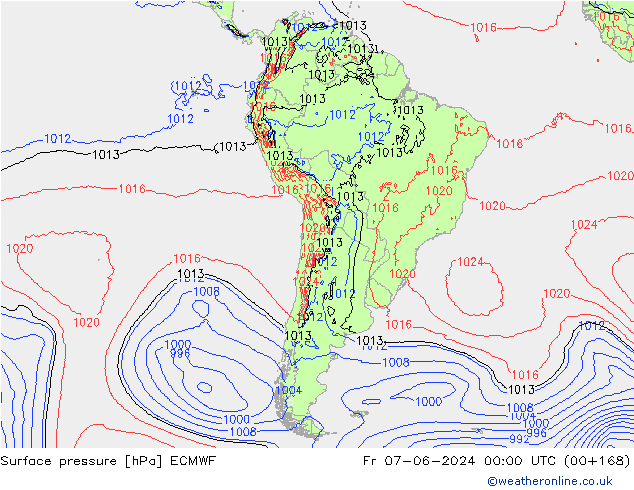 Surface pressure ECMWF Fr 07.06.2024 00 UTC