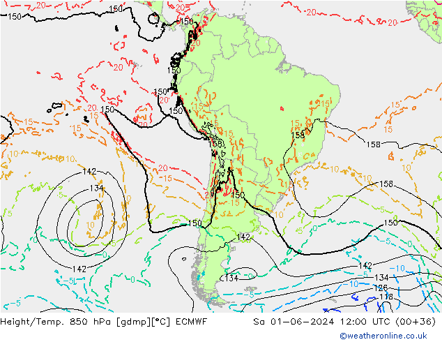 Height/Temp. 850 hPa ECMWF so. 01.06.2024 12 UTC