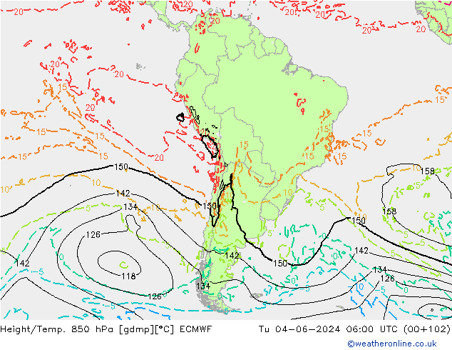 Z500/Rain (+SLP)/Z850 ECMWF Tu 04.06.2024 06 UTC