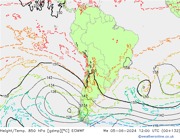 Z500/Regen(+SLP)/Z850 ECMWF wo 05.06.2024 12 UTC