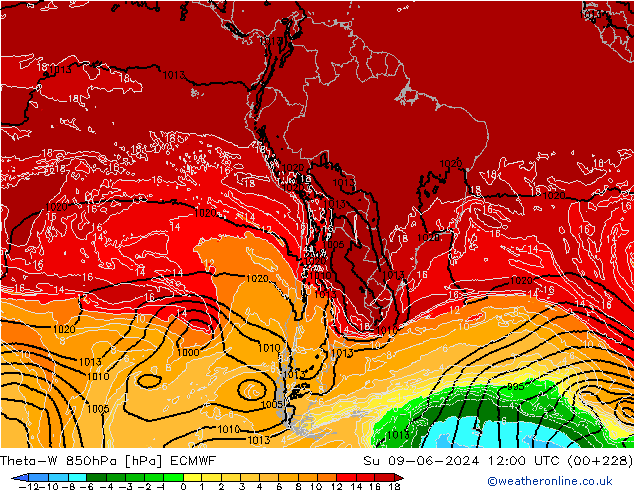 Theta-W 850hPa ECMWF Su 09.06.2024 12 UTC