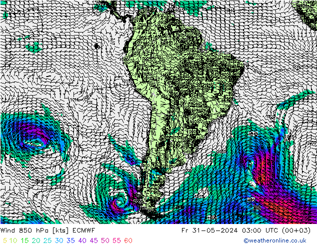 Vent 850 hPa ECMWF ven 31.05.2024 03 UTC