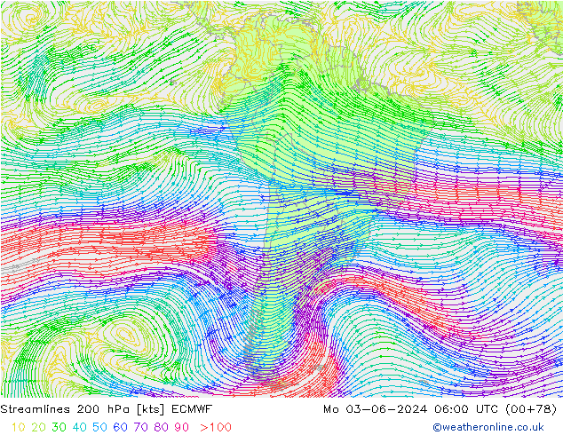 Streamlines 200 hPa ECMWF Mo 03.06.2024 06 UTC