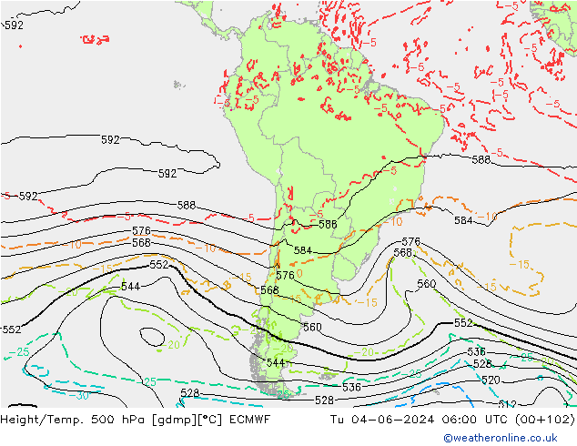 Z500/Rain (+SLP)/Z850 ECMWF Ter 04.06.2024 06 UTC