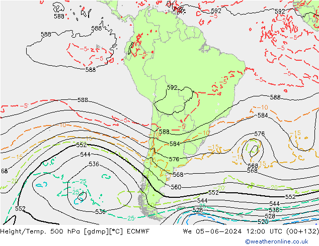 Z500/Regen(+SLP)/Z850 ECMWF wo 05.06.2024 12 UTC