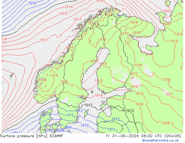 Luchtdruk (Grond) ECMWF vr 31.05.2024 06 UTC