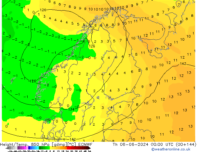 Z500/Rain (+SLP)/Z850 ECMWF Th 06.06.2024 00 UTC