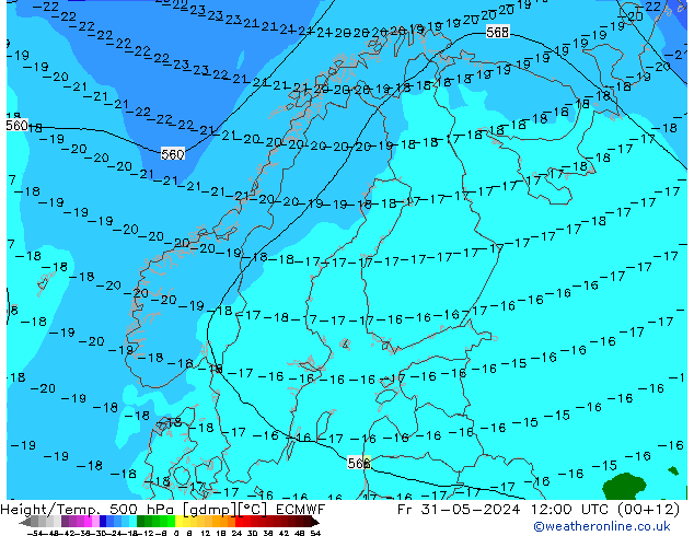 Z500/Rain (+SLP)/Z850 ECMWF  31.05.2024 12 UTC