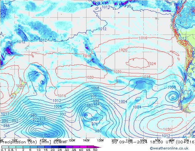 Z500/Rain (+SLP)/Z850 ECMWF Su 09.06.2024 00 UTC