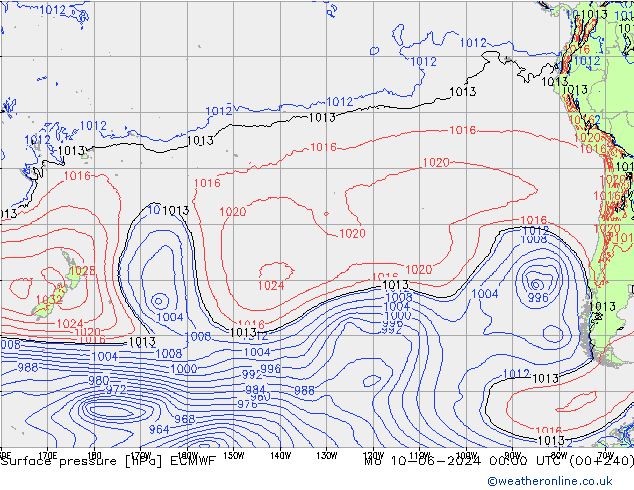 Yer basıncı ECMWF Pzt 10.06.2024 00 UTC