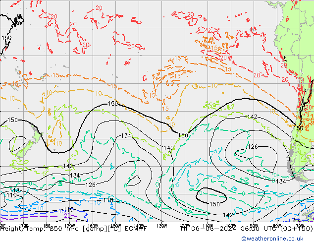 Géop./Temp. 850 hPa ECMWF jeu 06.06.2024 06 UTC