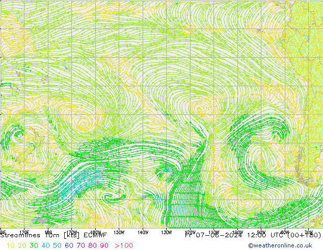 Ligne de courant 10m ECMWF ven 07.06.2024 12 UTC