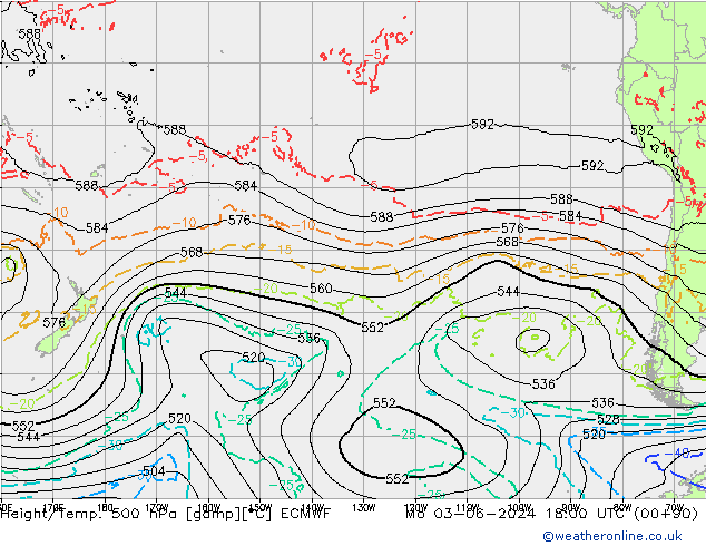 Z500/Rain (+SLP)/Z850 ECMWF Mo 03.06.2024 18 UTC