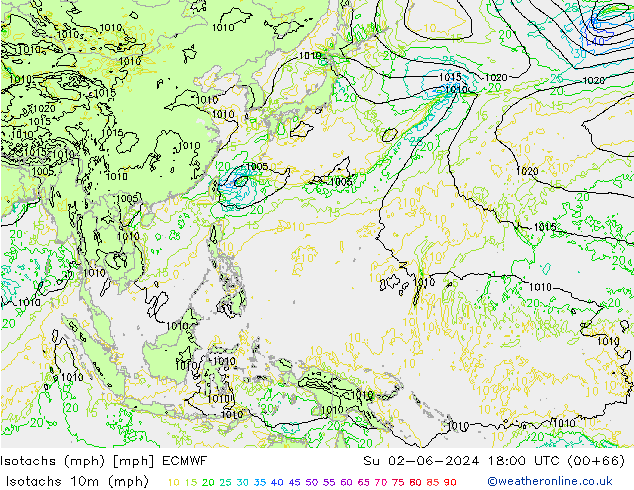Isotachs (mph) ECMWF dom 02.06.2024 18 UTC