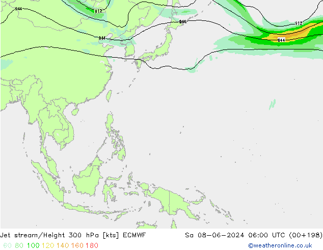 Corrente a getto ECMWF sab 08.06.2024 06 UTC