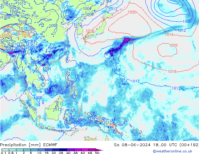 Précipitation ECMWF sam 08.06.2024 00 UTC