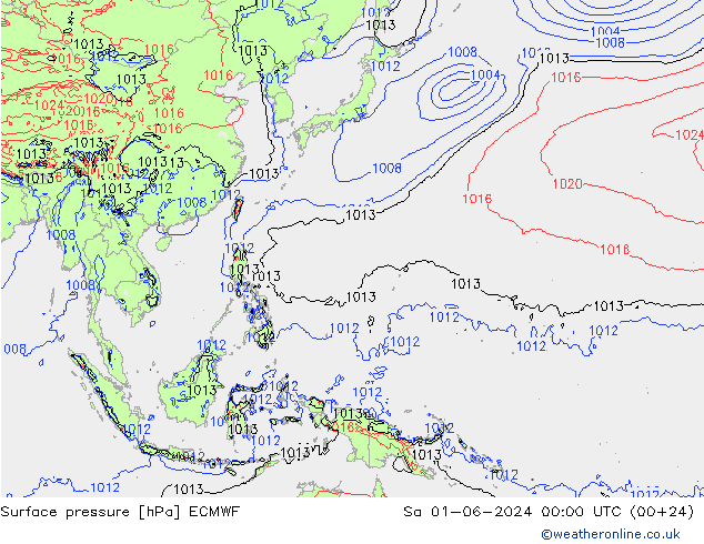 Bodendruck ECMWF Sa 01.06.2024 00 UTC