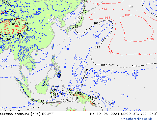 Surface pressure ECMWF Mo 10.06.2024 00 UTC
