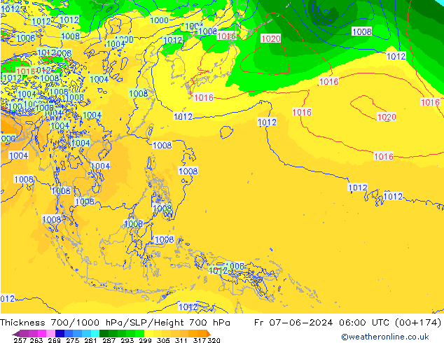 Thck 700-1000 hPa ECMWF  07.06.2024 06 UTC