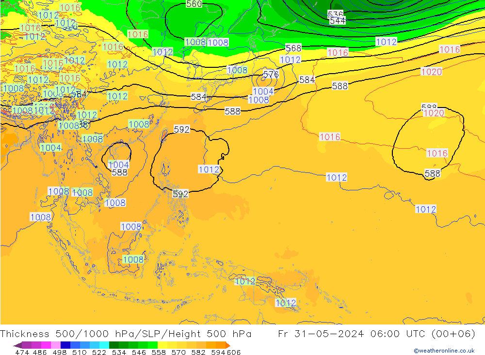 Thck 500-1000hPa ECMWF Fr 31.05.2024 06 UTC