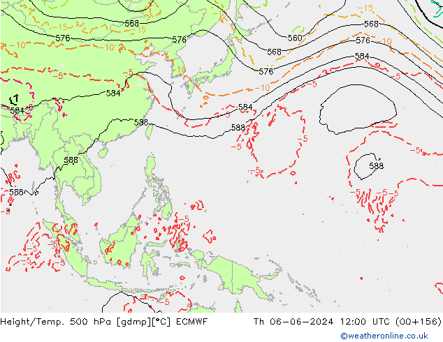 Height/Temp. 500 hPa ECMWF czw. 06.06.2024 12 UTC