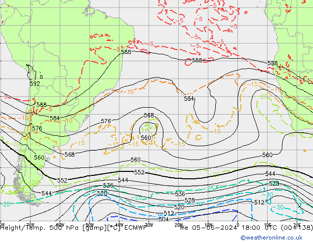 Z500/Rain (+SLP)/Z850 ECMWF Qua 05.06.2024 18 UTC