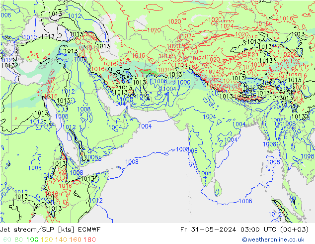 高速氣流/地面气压 ECMWF 星期五 31.05.2024 03 UTC