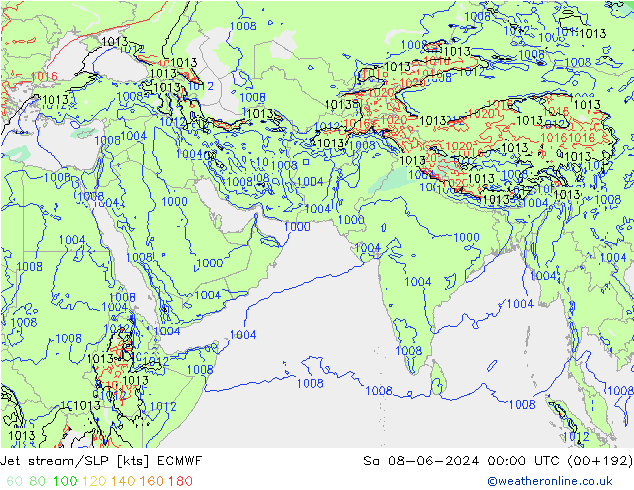 Corrente a getto ECMWF sab 08.06.2024 00 UTC