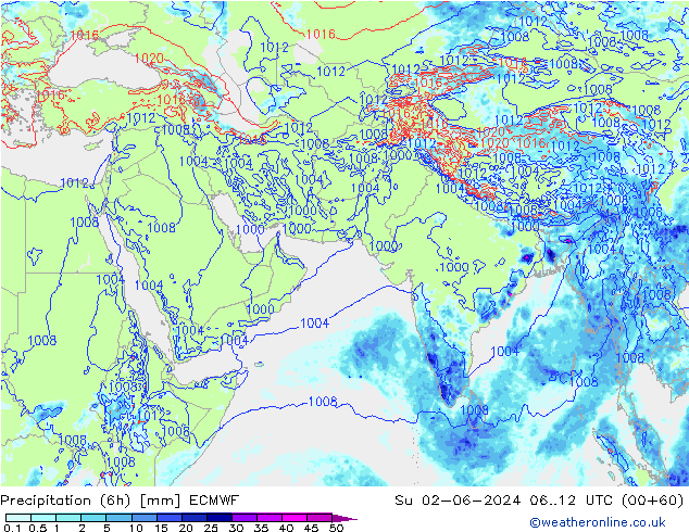 Precipitación (6h) ECMWF dom 02.06.2024 12 UTC