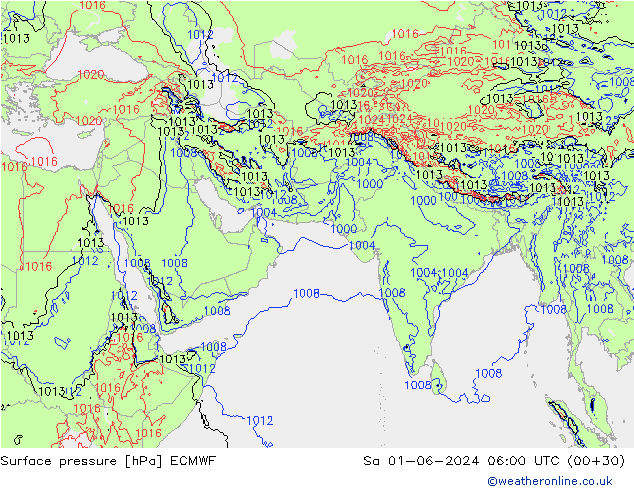 приземное давление ECMWF сб 01.06.2024 06 UTC