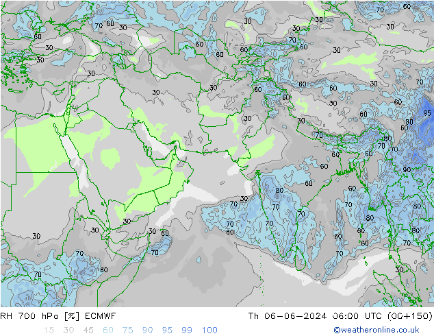 RH 700 hPa ECMWF  06.06.2024 06 UTC