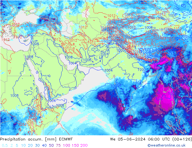 Totale neerslag ECMWF wo 05.06.2024 06 UTC
