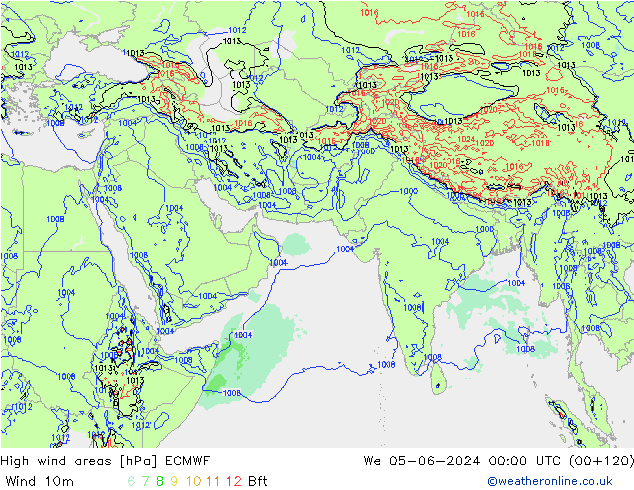 High wind areas ECMWF mer 05.06.2024 00 UTC