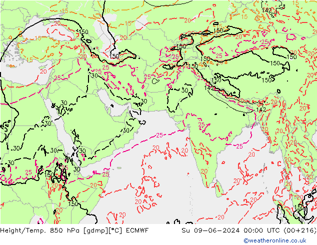 Z500/Rain (+SLP)/Z850 ECMWF Dom 09.06.2024 00 UTC