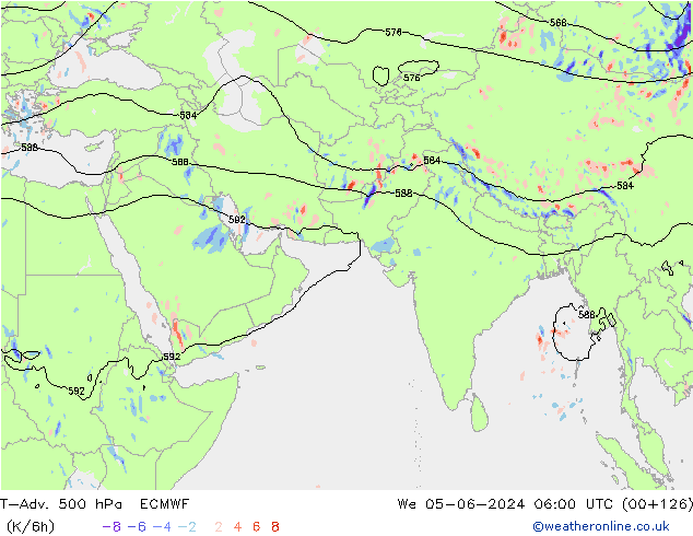 T-Adv. 500 hPa ECMWF wo 05.06.2024 06 UTC