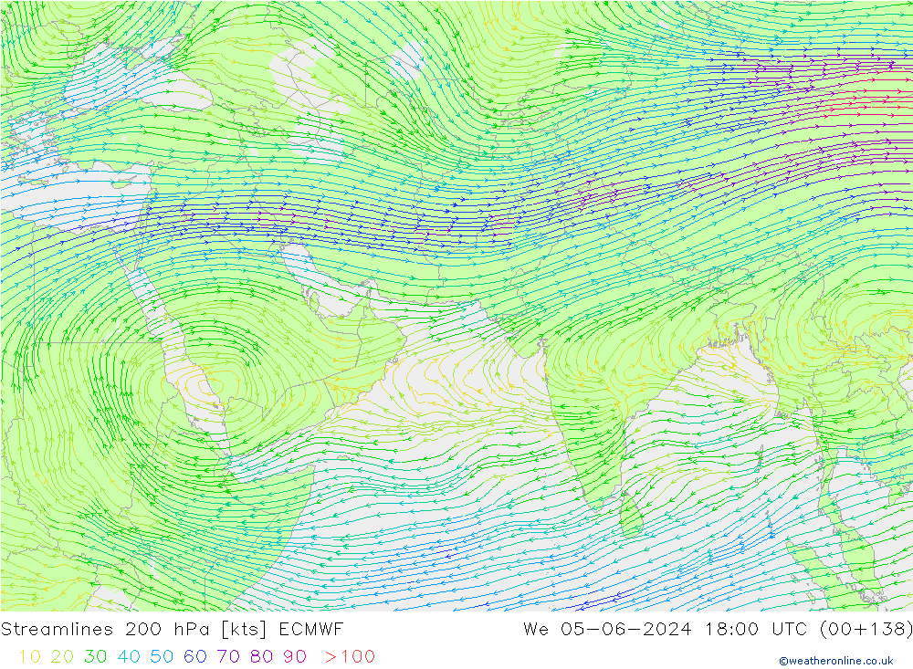 Ligne de courant 200 hPa ECMWF mer 05.06.2024 18 UTC