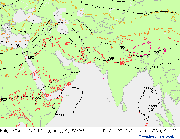 Geop./Temp. 500 hPa ECMWF vie 31.05.2024 12 UTC