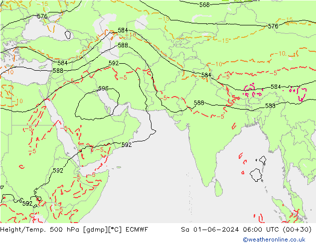 Z500/Rain (+SLP)/Z850 ECMWF Sa 01.06.2024 06 UTC