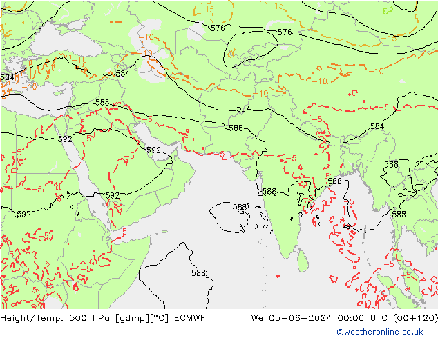 Z500/Rain (+SLP)/Z850 ECMWF mer 05.06.2024 00 UTC