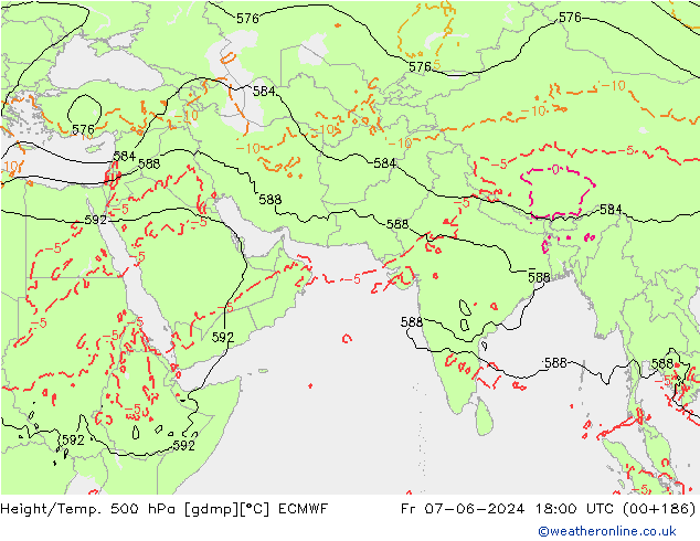 Z500/Rain (+SLP)/Z850 ECMWF Fr 07.06.2024 18 UTC