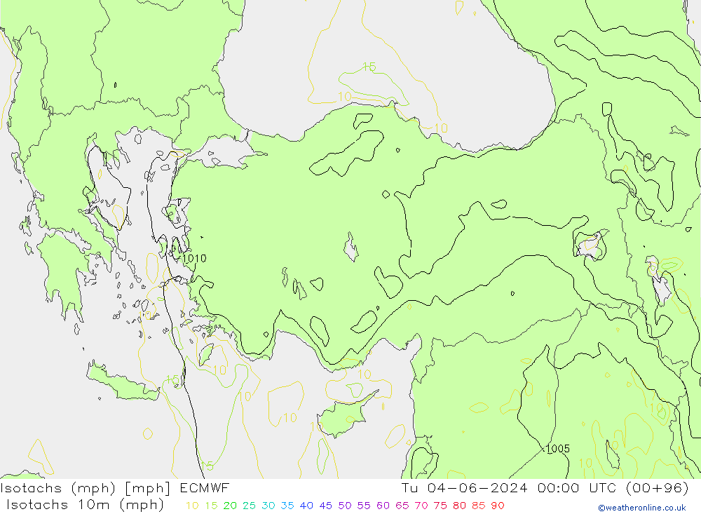 Isotachen (mph) ECMWF di 04.06.2024 00 UTC