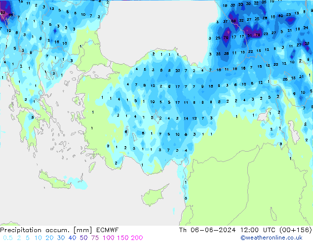 Precipitación acum. ECMWF jue 06.06.2024 12 UTC