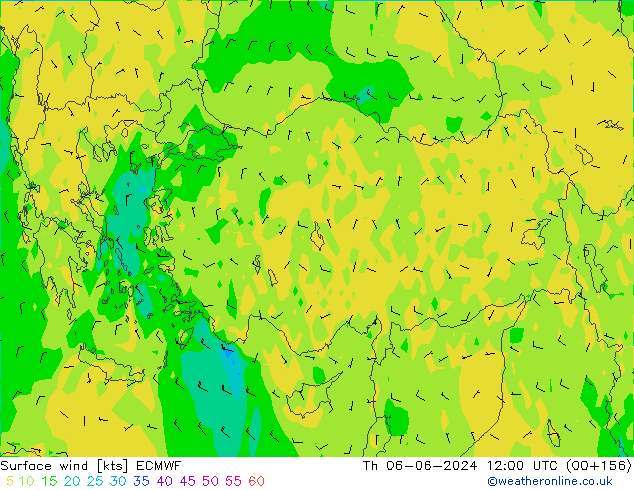 Viento 10 m ECMWF jue 06.06.2024 12 UTC