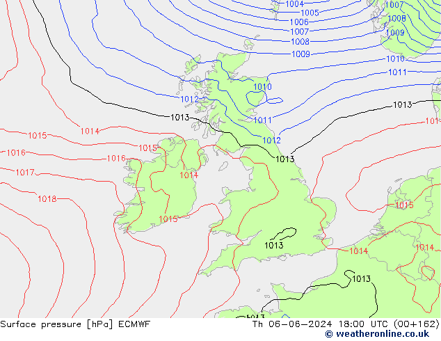 pressão do solo ECMWF Qui 06.06.2024 18 UTC