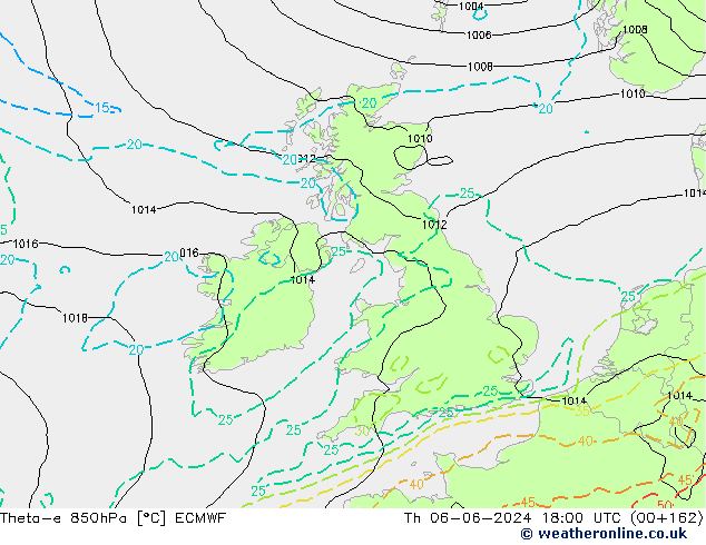 Theta-e 850гПа ECMWF чт 06.06.2024 18 UTC