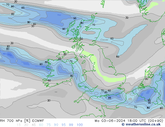 RH 700 hPa ECMWF Mo 03.06.2024 18 UTC