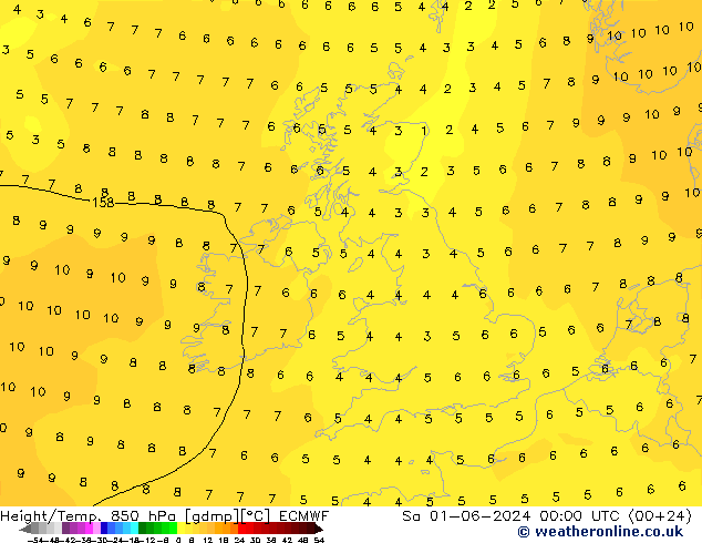 Z500/Yağmur (+YB)/Z850 ECMWF Cts 01.06.2024 00 UTC