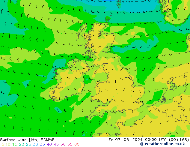 Wind 10 m ECMWF vr 07.06.2024 00 UTC