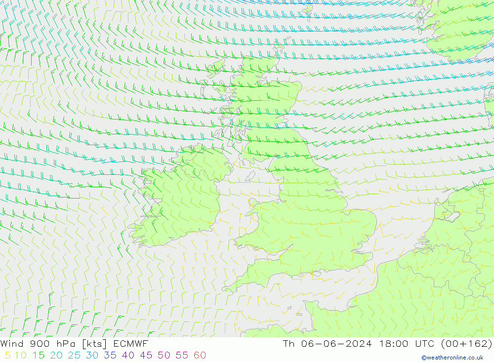 Vento 900 hPa ECMWF gio 06.06.2024 18 UTC